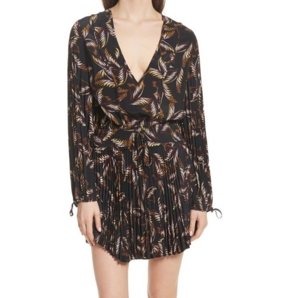 A.L.C Rory V-neck Pleated Silk Dress Size 8